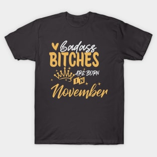 Badass bitches are born in November T-Shirt